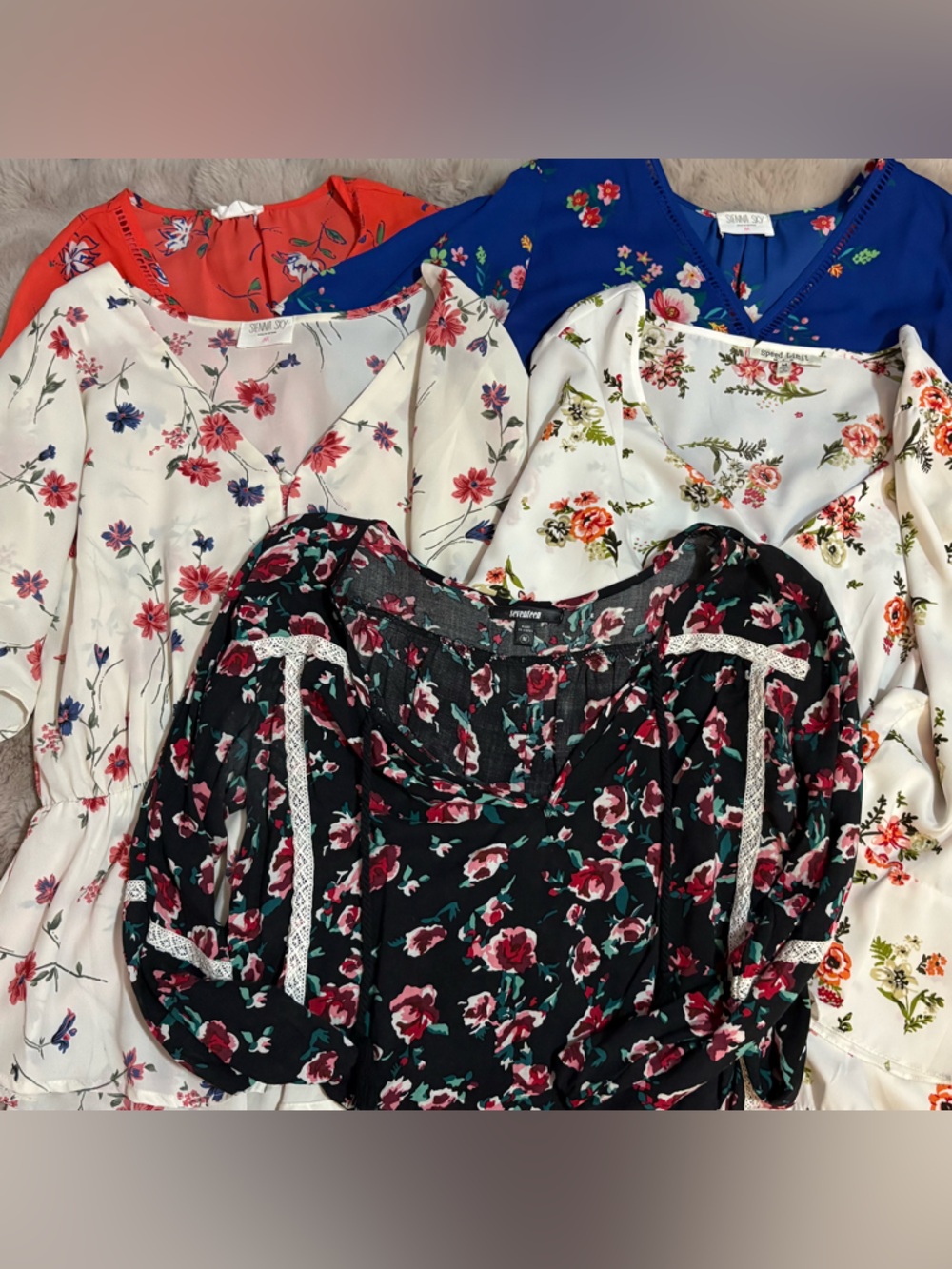 Floral Lace-Trim Black Women's Blouse BUNDLE!